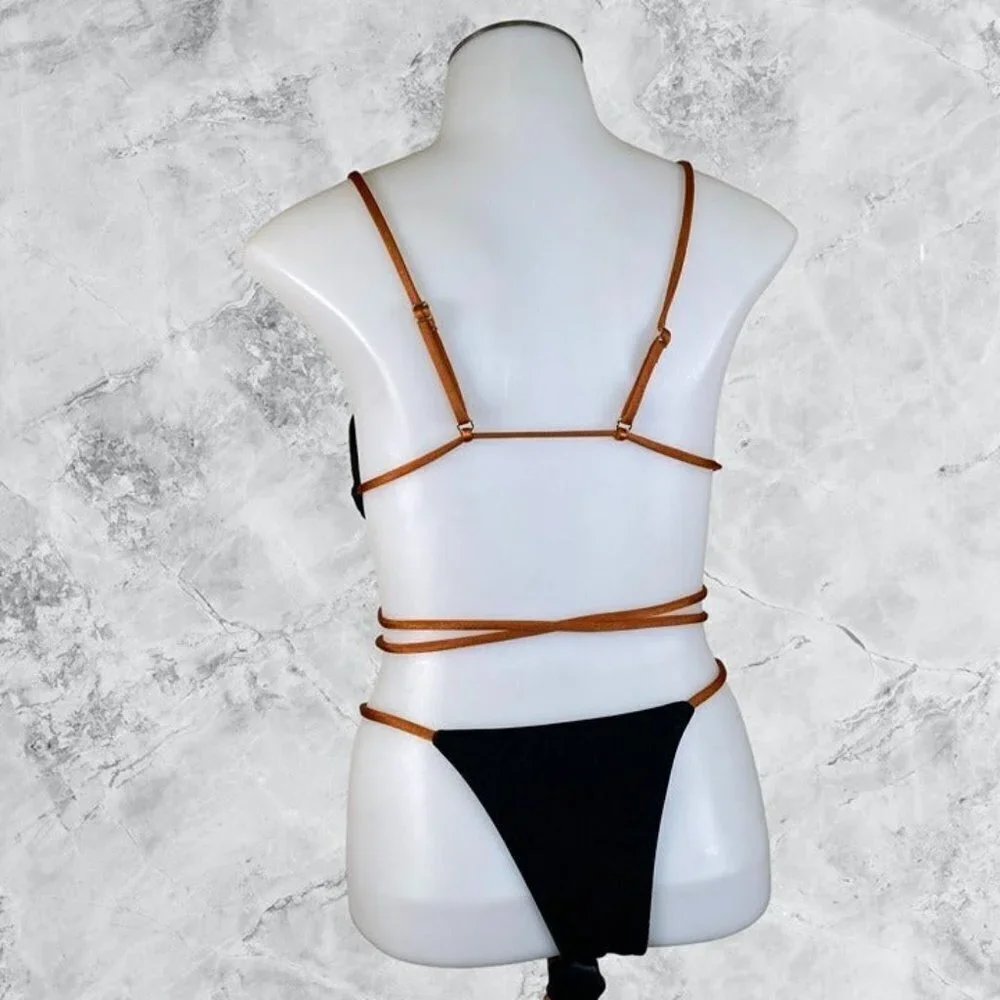 Camila Coelho Angelo Top and Bottom - Black & Camel